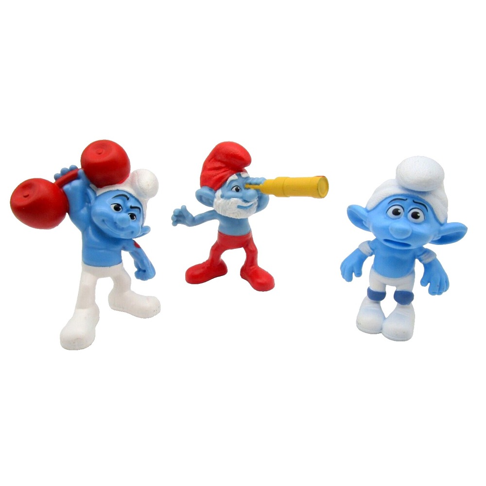 Smurf Action Figures PVC Peyo 2011 Toy Papa, Hefty, Panicky Lot of 3 McDonalds